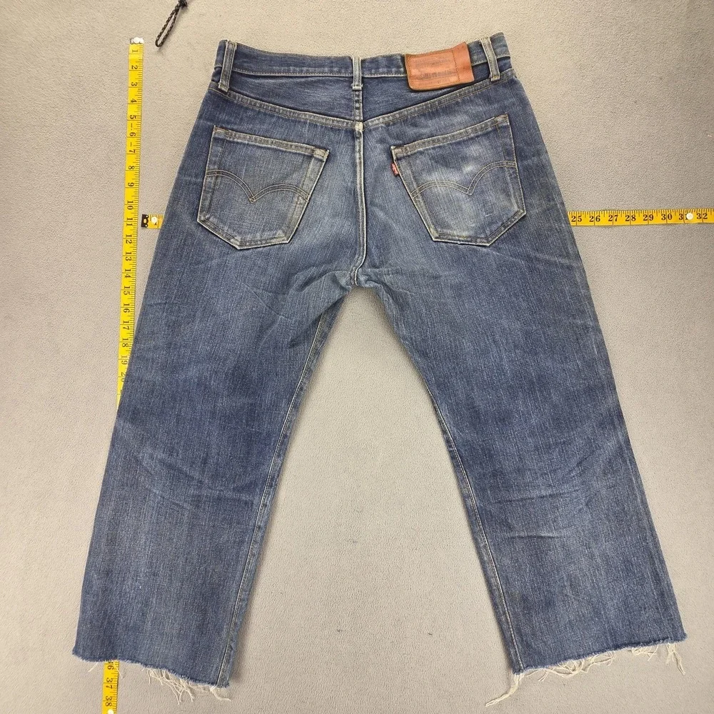 Vintage Levis 501 Jeans Mens Blue Selvedge LVC Made in USA Whiskers Fits 32x24